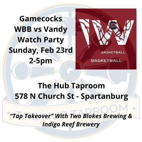 Join us at The Hub Tap Room for a Watch Party today! #onespartanburg <a href="/TheGamecockClub/">The Gamecock Club</a> <a href="/TiffanyErvin/">Tiffany Ervin</a> <a href="/bpruitt10/">Brian Pruitt</a> <a href="/badhatharri/">Harriett Bryant 🌻</a> <a href="/SullysSteamers/">Sully</a> <a href="/GamecockWBB/">South Carolina Women's Basketball</a>