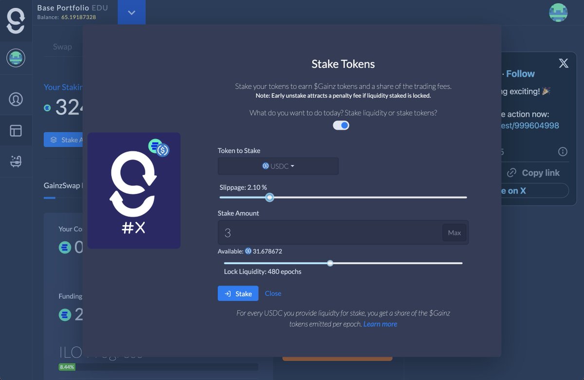 GainzSwap's tweet photo. 🔥 The wait is over! GToken SFT artwork is finally here! 🔥

Own your governance right on the GainzSwap ecosystem—stake now and claim yours! 🚀🎨

👉 Get your GToken SFT now https://t.co/KW3K6ZZaz0!

Drop a 🏆 if you've minted yours!

#GainzSwap #DeFi #NFT https://t.co/mgGsB1kDax