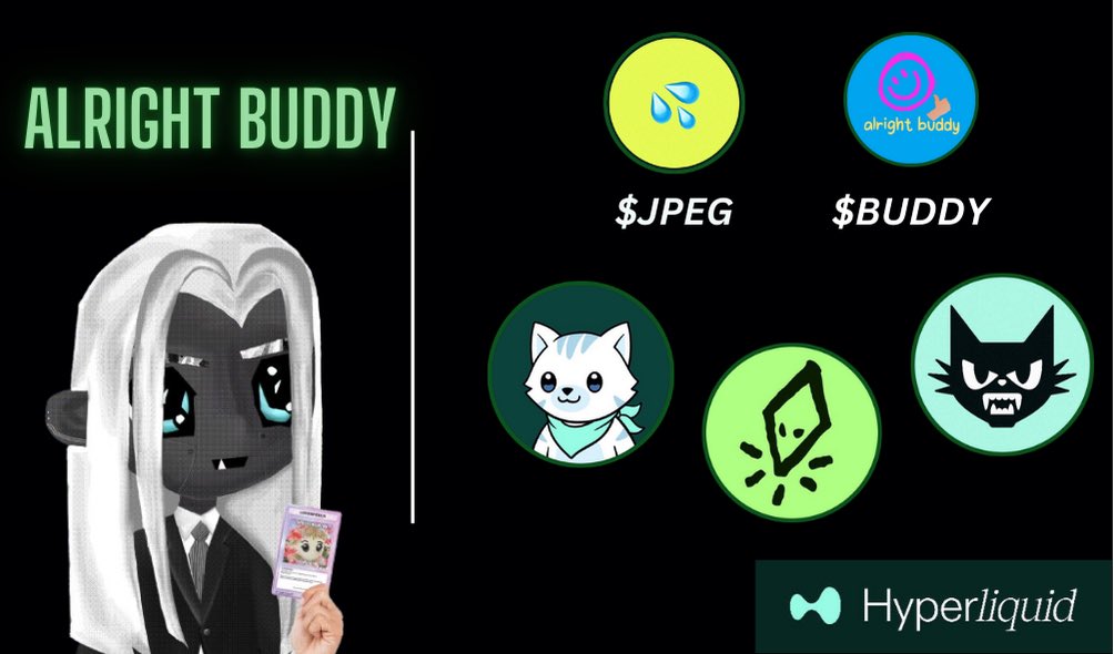 KENNY 吴福祥 (@kennyxxx0) on Twitter photo Congratulations to $JPEG and $BUDDY with their successful launch at 16M & 15M mcap ATH respectively.
Big shout out to <a href="/drip__trade/">Drip.Trade</a> <a href="/alrightbuddyHL/">alright buddy</a> 🥳
With the Hyper EVM Ecosystem heating up , 
3 Upcoming Projects I am watching to mint and trade 👇🏻 *NFA*
1) <a href="/katzakartel/">Katza.hl</a> | Congratulations to $JPEG and $BUDDY with their successful launch at 16M & 15M mcap ATH respectively.
Big shout out to <a href="/drip__trade/">Drip.Trade</a> <a href="/alrightbuddyHL/">alright buddy</a> 🥳
With the Hyper EVM Ecosystem heating up , 
3 Upcoming Projects I am watching to mint and trade 👇🏻 *NFA*
1) <a href="/katzakartel/">Katza.hl</a> |