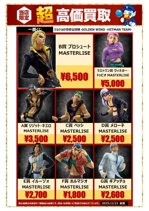 ジョジョの奇妙な冒険 プロシュート 程遠く MASTERLISE B賞 ジョジョの奇妙な冒険 プロシュート 程遠く MASTERLISE B賞
