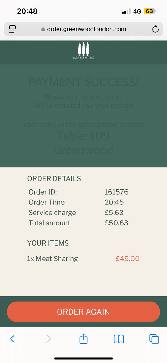 ChrisMarxey's tweet photo. @GreenwoodLDN i was in your bar last night and ordered some food via the qr code. Think its outrageous the service charge you add. Wont be eating again with you. https://t.co/dLQ5tBJGAN