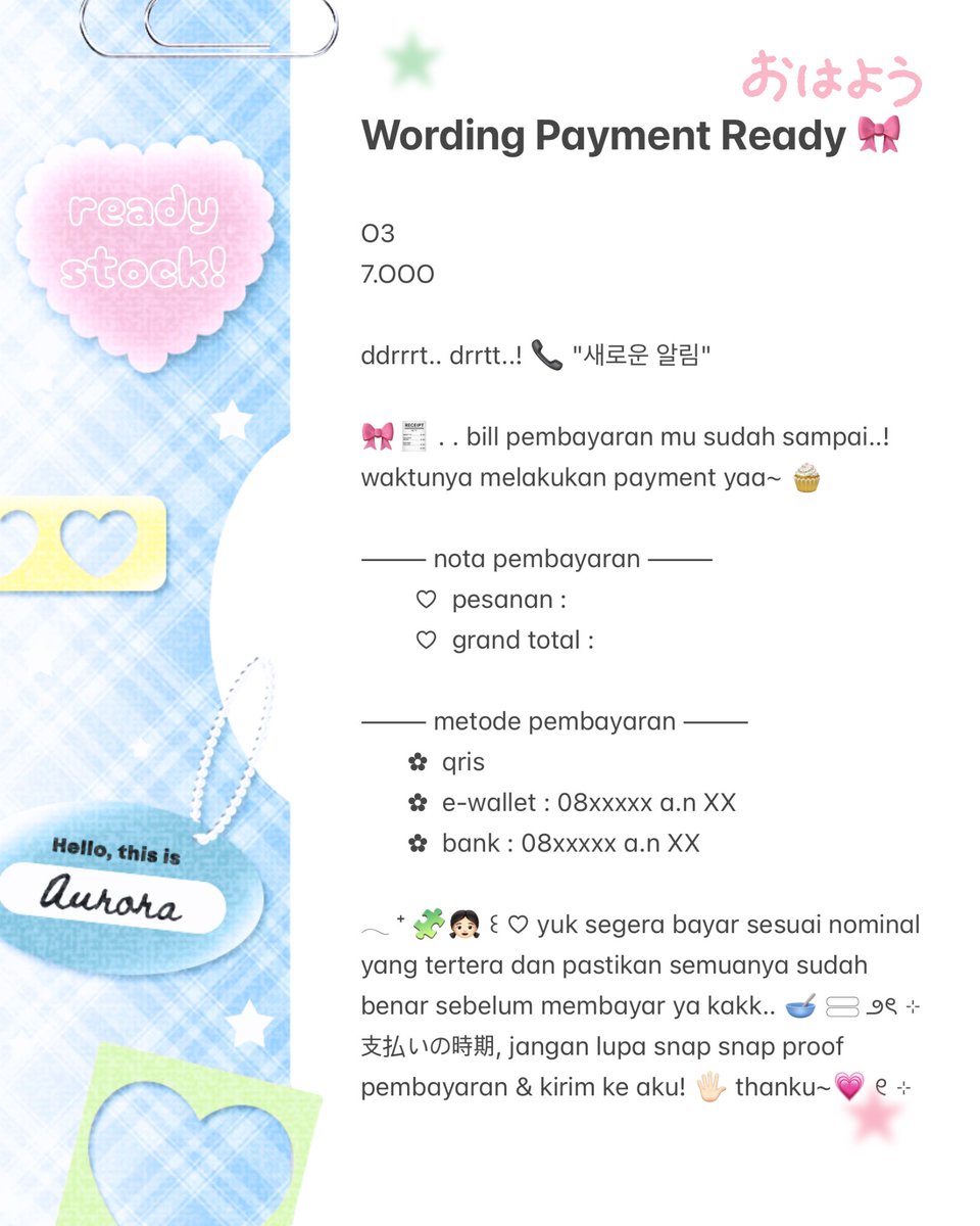 kyeomieyo's tweet image. ꒰   help   repost?  thank  you! 💬

aurora  restock  8  wording  payment!
bisa  di  bungkus   dengan   harga  start
from  6.OOO  / each  🥣 scroll  down &amp;amp; 
cek ALT yaa..  yuk  take  ke  dm~  👧🏻🍭

#zonauang bundle rs ba open redi 
ㅤㅤ