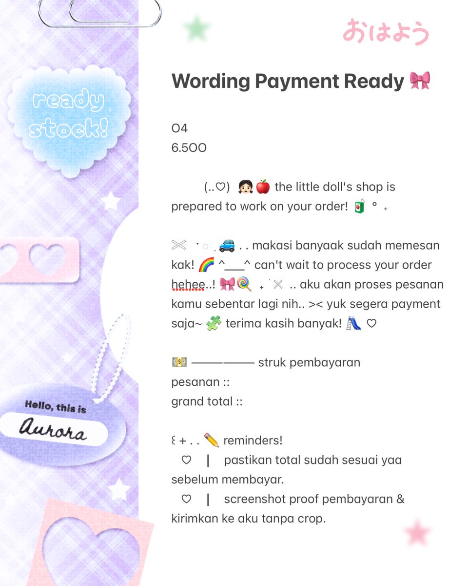 kyeomieyo's tweet image. ꒰   help   repost?  thank  you! 💬

aurora  restock  8  wording  payment!
bisa  di  bungkus   dengan   harga  start
from  6.OOO  / each  🥣 scroll  down &amp;amp; 
cek ALT yaa..  yuk  take  ke  dm~  👧🏻🍭

#zonauang bundle rs ba open redi 
ㅤㅤ