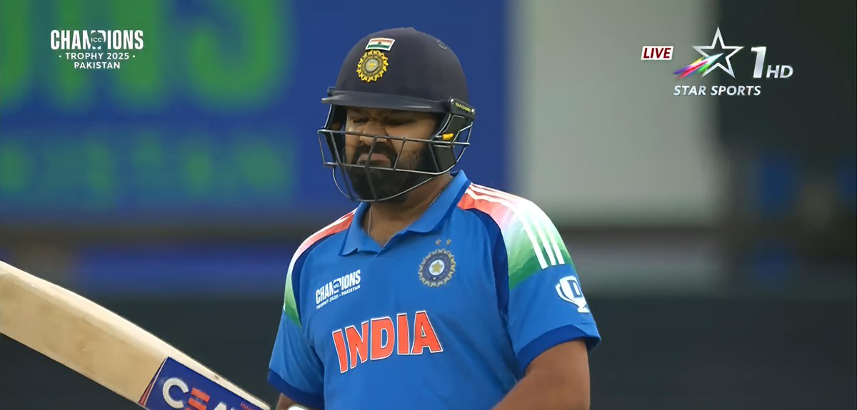 NarmdaPutra's tweet photo. #RohitSharma dismissed for 20 in 15 balls.
#INDvPAK 
#ICCChampionsTrophy 
#ChampionsTrophy2025 https://t.co/qgbWo93tW2