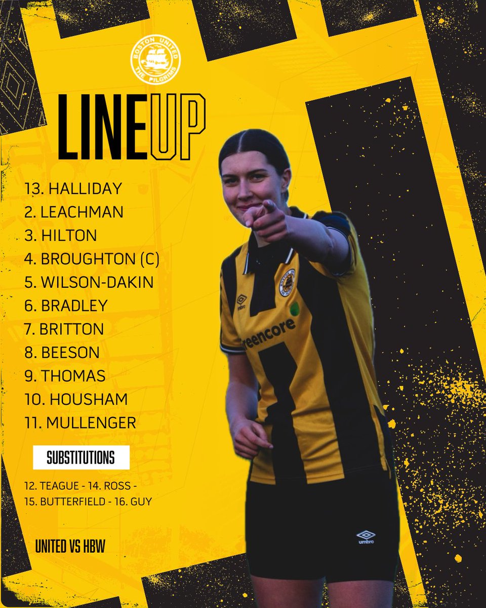 BostonUnitedWFC's tweet image. Line up for todays game at The Jakemans Community Stadium v HBW