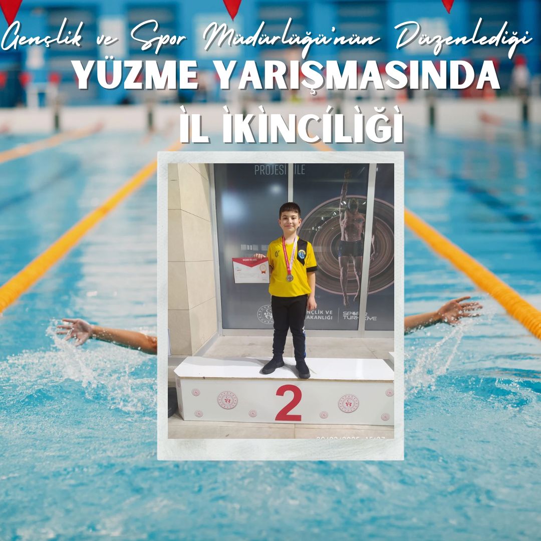 Şanlıurfa Gençlik ve Spor İl Müdürlüğünün düzenlediği yüzme yarışmasında öğrencimiz il 2. si olmuştur. 
Öğrencimizi tebrik ediyoruz.
<a href="/hasansildak/">Hasan ŞILDAK</a> 
@ASultanoglu63  
<a href="/Mvural63/">Mehmet VURAL</a> 
<a href="/UrfaValiligi/">T.C. ŞANLIURFA VALİLİĞİ</a>
<a href="/haliliyegovtr/">Haliliye Kaymakamlığı</a>
<a href="/sanliurfammem63/">Şanlıurfa İl Milli Eğitim Müdürlüğü</a> 
<a href="/HaliliyeMem/">Haliliye İlçe Milli Eğitim Müdürlüğü</a>