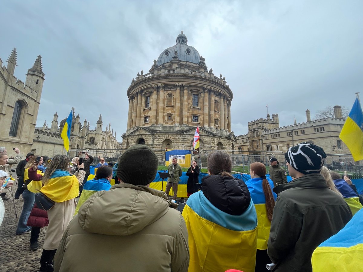 Oxford residents have gathered in Radcliffe Square for a rally in support of Ukraine to commemorate the third anniversary of the full scale invasion of Ukraine.