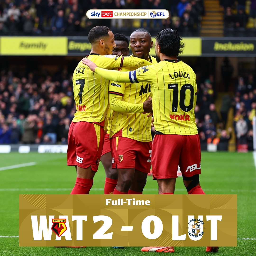 SkyBetChamp's tweet photo. ⏹️ Derby day delight for @WatfordFC 👏

#EFL | #SkyBetChampionship https://t.co/imjOhZHaSV