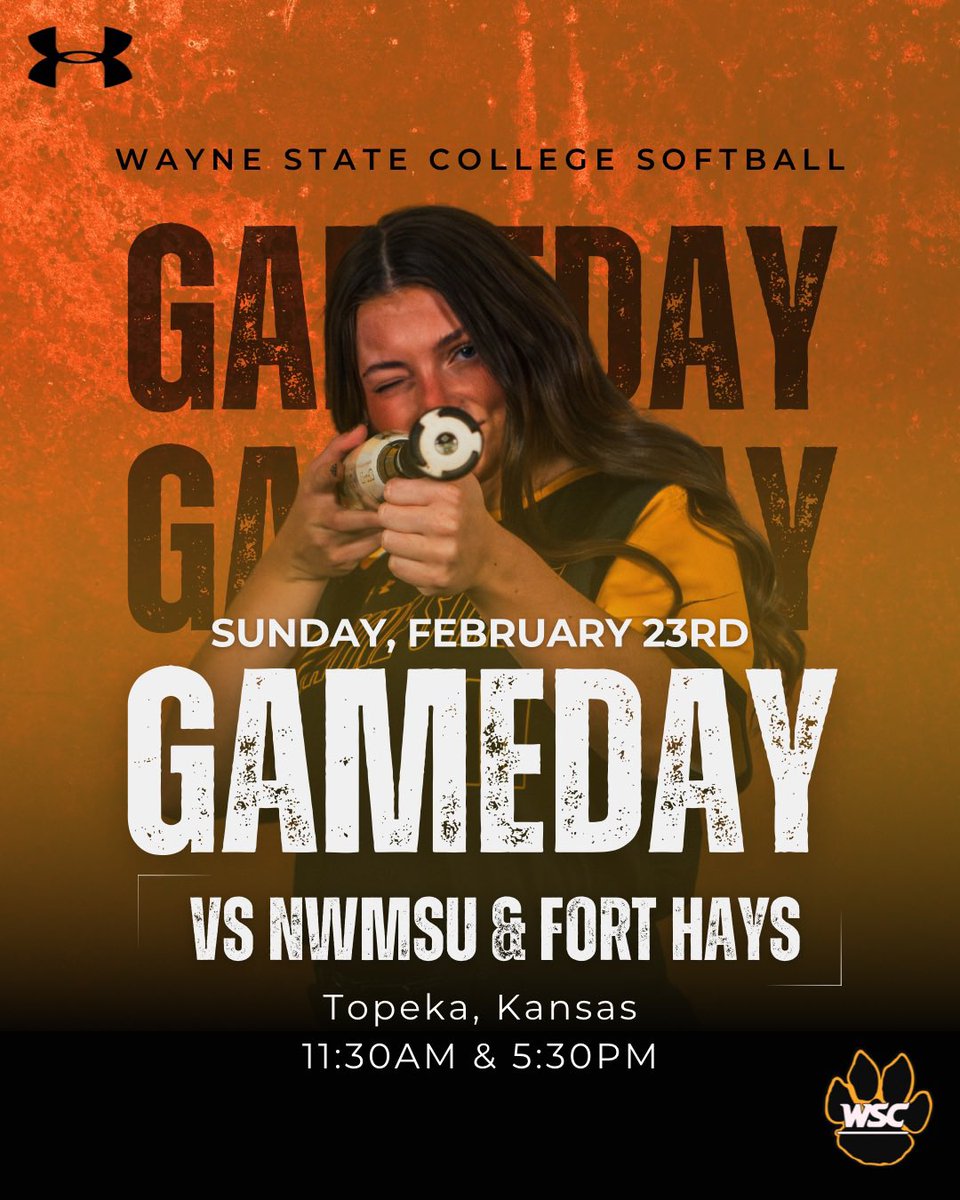 It’s gameday 😼

🆚 Northwest Missouri State &amp; Fort Hays
📍 Topeka, Kansas
⏰ 11:30am &amp; 5:30pm

#GoCats | 20/14