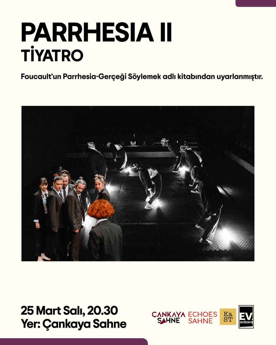 Parrhesia 2 ile hakikatin peşinde cesur bir yolculuk... 🎭

Parrhesia 2, korku, arzu, mahremiyet ve masumiyet kavramlarını fiziksel anlatı ve imajlarla sahneye taşıyor. Foucault’nun “Parrhesia - Gerçeği Söylemek” metninden ilhamla, gerçeği söylemenin bedelini ve zorunluluğunu