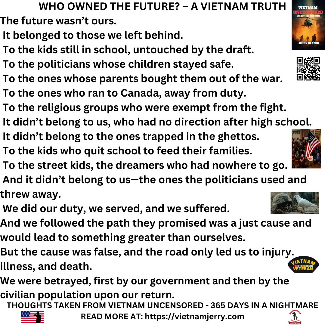 jerry_glazer's tweet photo. The future didn’t belong to us. It belonged to those who avoided duty, who ran, and who stayed safe. We did our part, but it was a lie. Read more at: https://t.co/09QCM4RyUI #LostGenerations #UnheardVoices #TheForgottenOnes #WarAndDuty #SoldiersInSilence https://t.co/lY6jU6wRVW