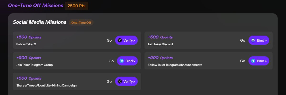 For Those Who Still Haven`t Started, Here`s How To Position - Costs $0

- Head To
earn.taker.xyz/?start=R8VJE
- Connect EVM Wallet
- Scroll Down &amp; Connect X Account
- Select "Start Mining"
- Mine Every 24 Hours To Earn Points
- Scroll Down &amp; Complete Social Tasks As Well
- Dont