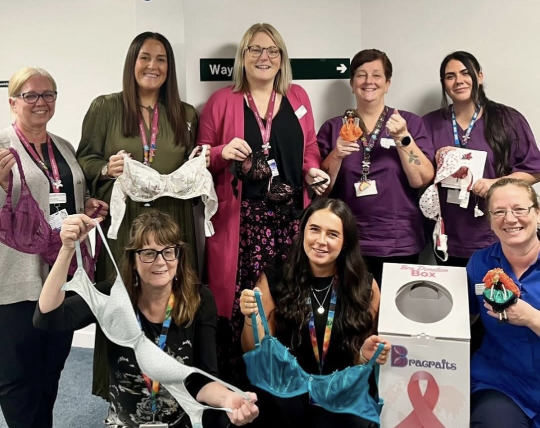 Leicester's Hospitals (@leic_hospital) on Twitter photo Colleagues from our Breast Care Centre are helping a Leicestershire-based craft group in their mission to raise vital funds for breast cancer charities. The <a href="/bracrafts/">Bracrafts</a> fundraising group uses donated bras to create items including fairies, angels and greetings cards for sale. Colleagues from our Breast Care Centre are helping a Leicestershire-based craft group in their mission to raise vital funds for breast cancer charities. The <a href="/bracrafts/">Bracrafts</a> fundraising group uses donated bras to create items including fairies, angels and greetings cards for sale.