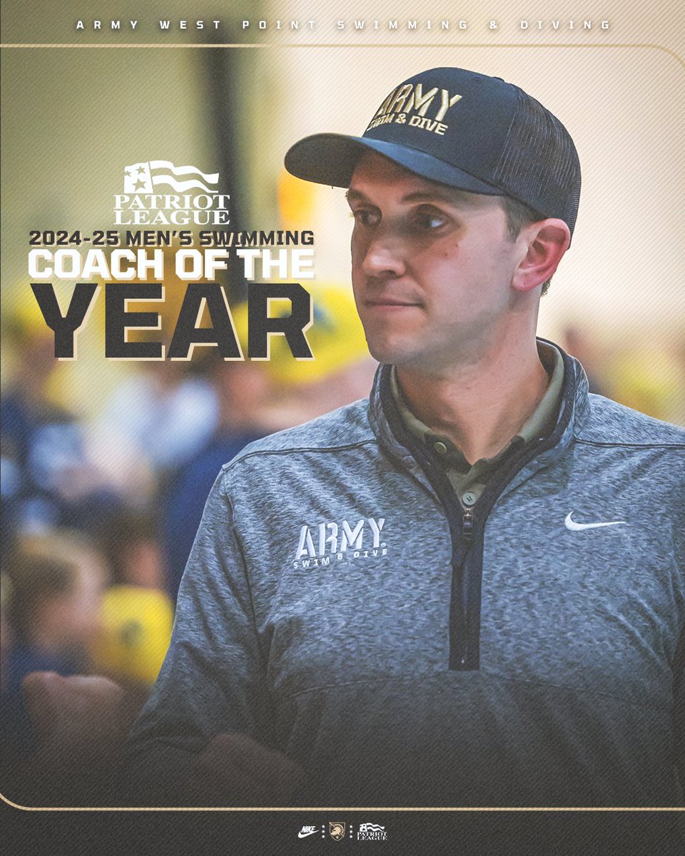 Introducing the 2025 Patriot League Men's Swimming Coach of the Year - our very own Brandt Nigro!  👏👏👏

#GoArmy