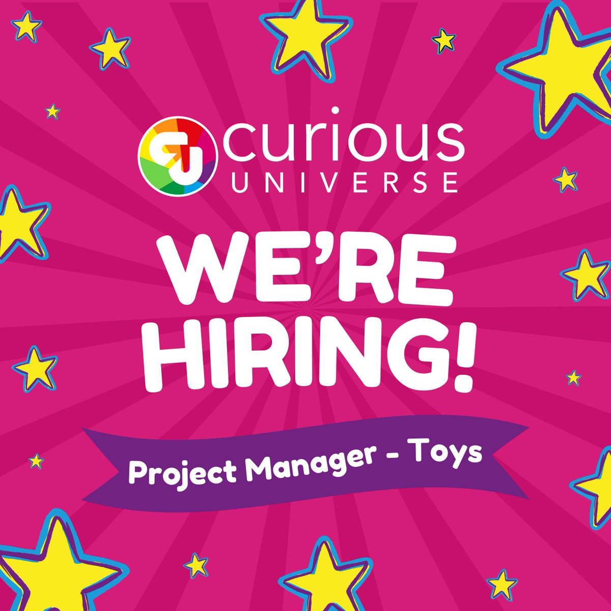 Are you passionate about bringing engaging toys to life?  If so, we have the perfect opportunity for you! We are looking for a Project Manager – Toys to join our team in Bath. 

To apply please click the link- curiousuniverse.co.uk/pages/careers-…