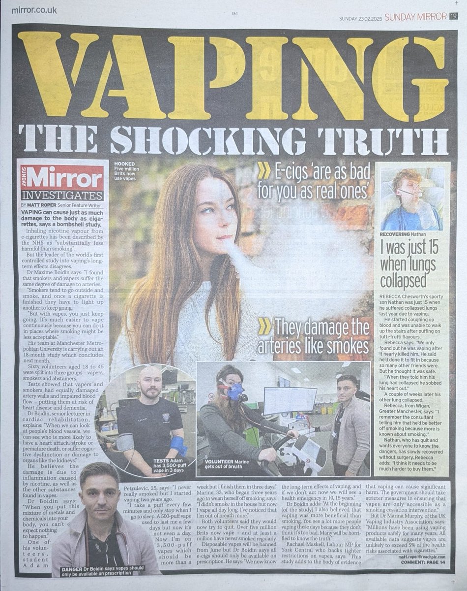 We make a full page of the Sunday <a href="/DailyMirror/">The Mirror</a> today.

Our study ran at the <a href="/McrInstSport/">Manchester Met Institute of Sport</a>
in collaboration with
<a href="/LJMUSportSci/">LJMU Sport Science</a>