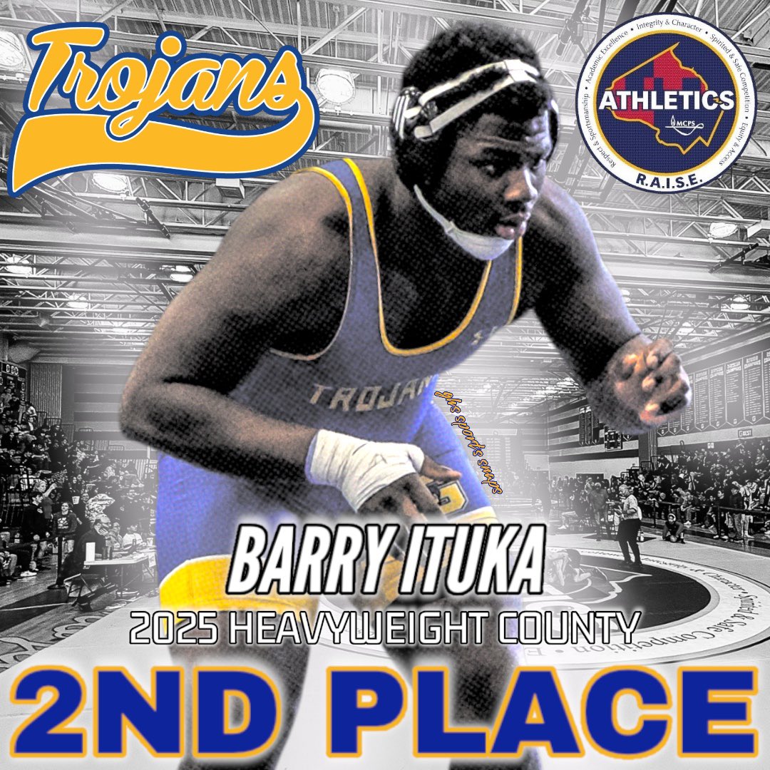 Congrats to Barry Ituka for finishing second at the county wrestling championships last night! Great work Barry!