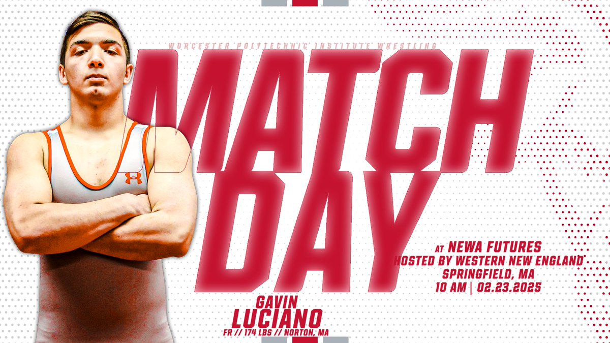 WPIAthletics's tweet photo. 🔴MATCHDAY🔴

@WPIWrestling heads to Western New England for the NEWA Futures with matches starting at 10 AM! 

Follow along ⤵️
🎥-https://t.co/Z9FSVm5Xax
🎥-https://t.co/LIgX3nqdmw
📊-https://t.co/qig3Momn9T

🤼‍♂️x🐐
#GoatNation #d3wrestle https://t.co/pOlVYcI6bB