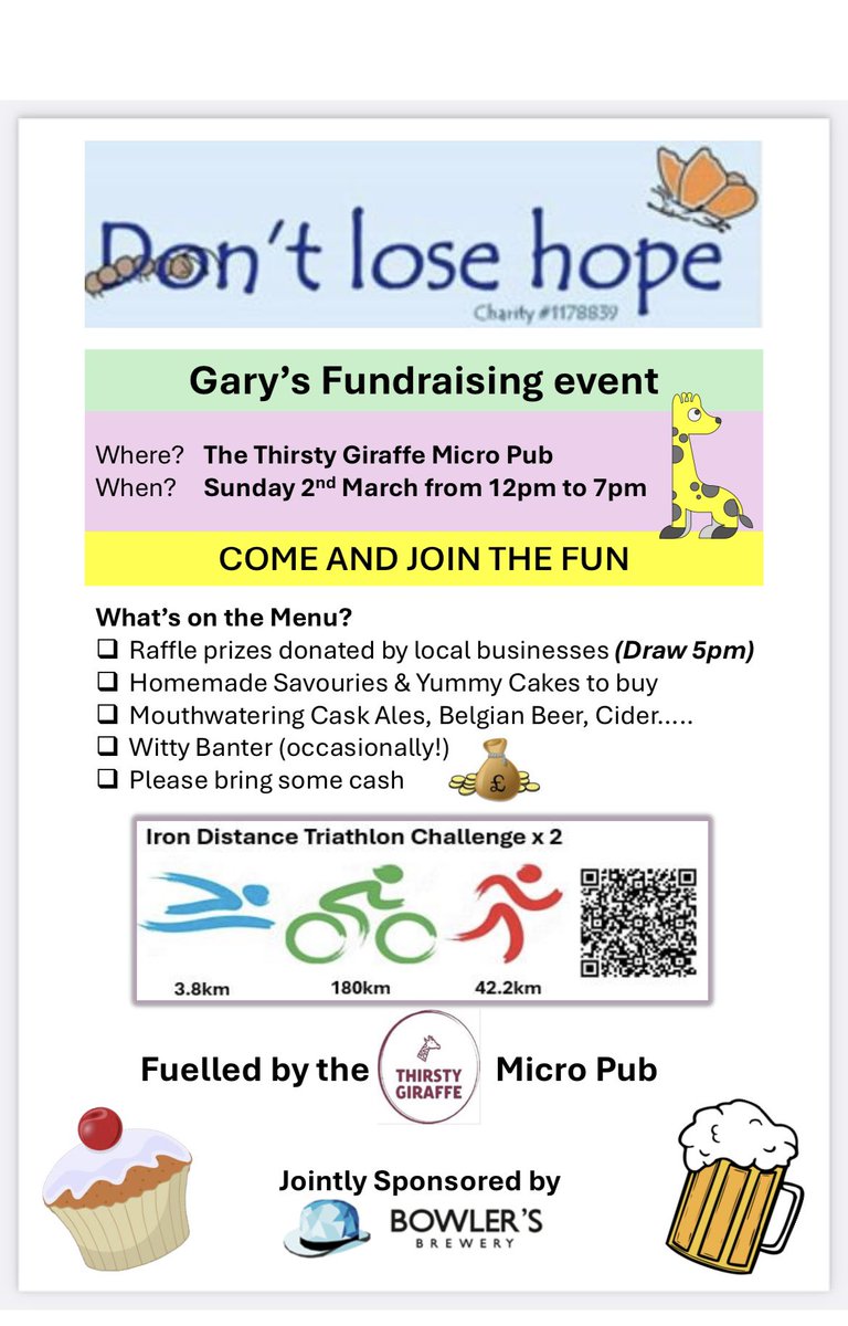 Just one week to go until our 1st fundraiser of the year for <a href="/DontLoseHopeCh1/">Don't Lose Hope Charity</a> 12pm - 7pm at The Thirsty Giraffe micro pub in Deeping St James 💪💪👍👍