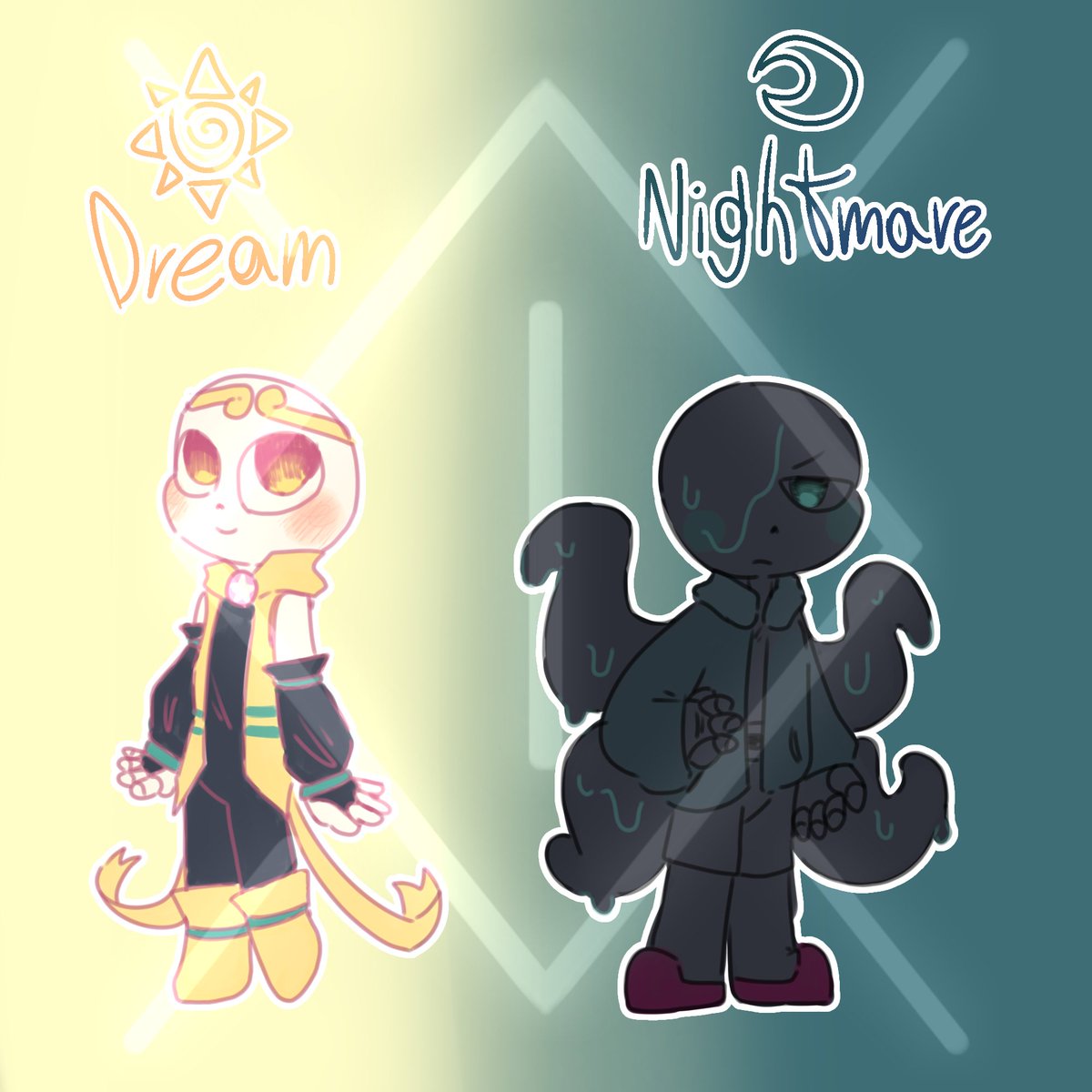 What if i draw them like this ;-;
(The cartoon characters style?/new Brush)

#dreamsans #NightmareSans