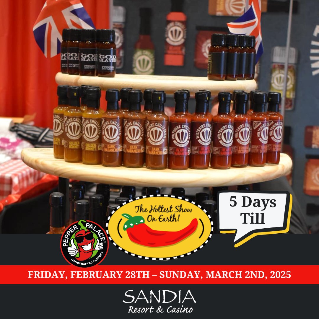We’re days away from the 2025 National Fiery Foods &amp; BBQ Show presented by Pepper Palace! 🌶️ This year, we’ve expanded our exhibitors’ space into the hallway and conference rooms at Sandia Resort &amp; Casino! 🔥

Don’t forget to get your tickets early! 😉 fieryfoodsshow.com/general-public/