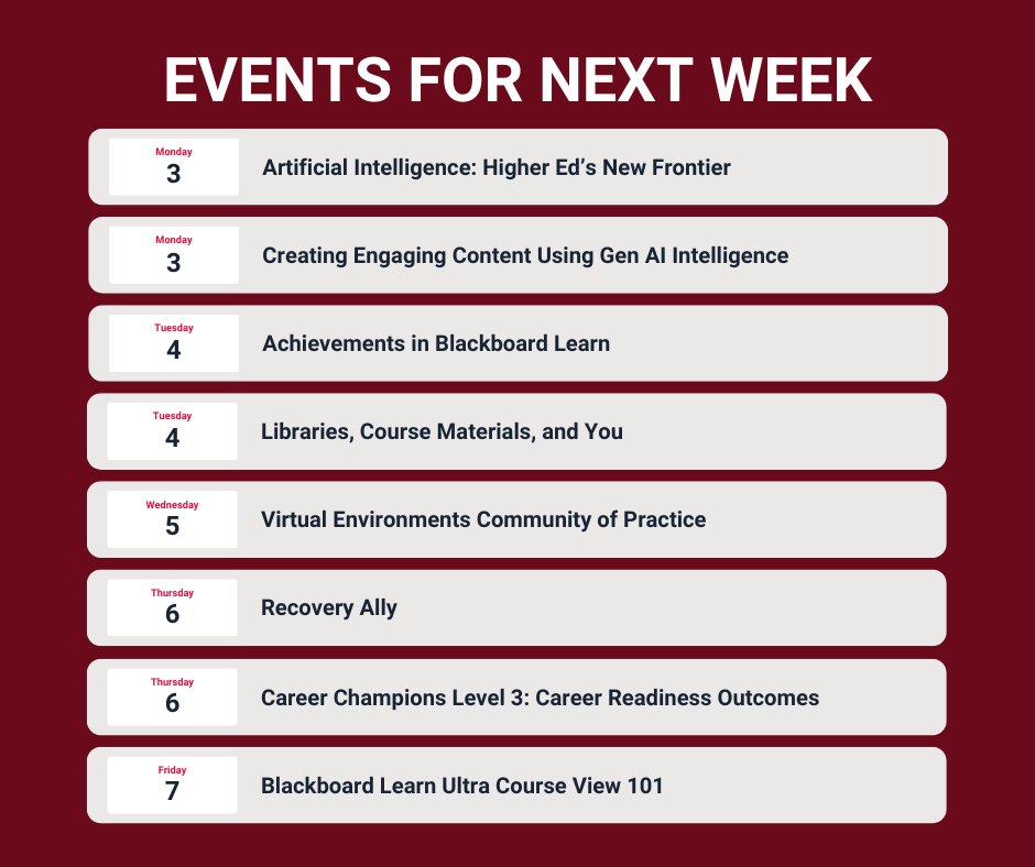 UofSC_CTE's tweet image. Check out our events for next week! Get ahead of the crowd by registering today. #USCCTE #CTEworkshops

sc.edu/about/offices_…