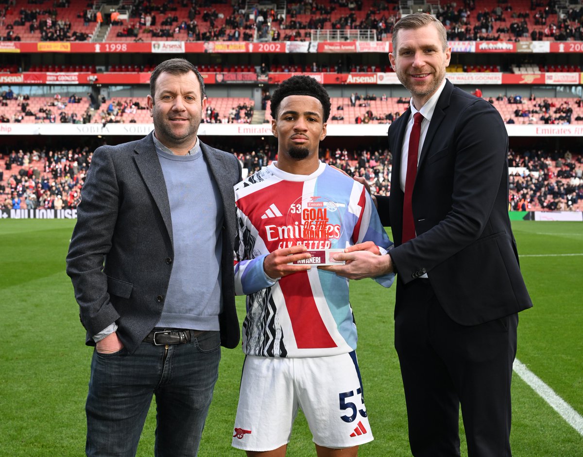 Arsenal's tweet photo. Our January Goal of the Month winner… Ethan Nwaneri 👏

🤝 @Emirates https://t.co/35NKEetiKp