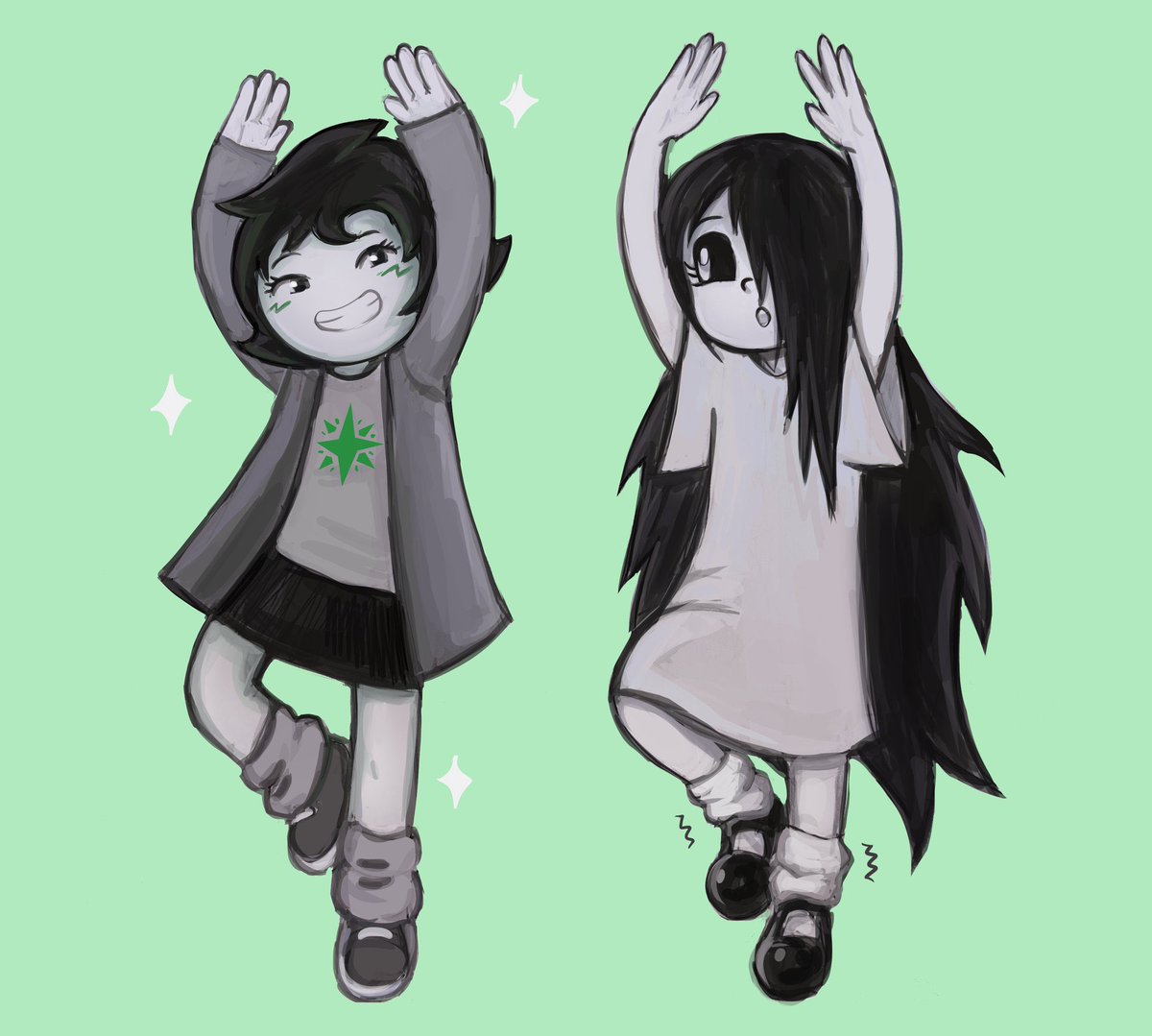 thatbluedemon's tweet photo. Got this lovely commission from @chomplicated of Erma doing ballet with Joey from Hiveswap. Erma is from the webcomic made by @4BrandonJS4 https://t.co/mrSSiMWwwh