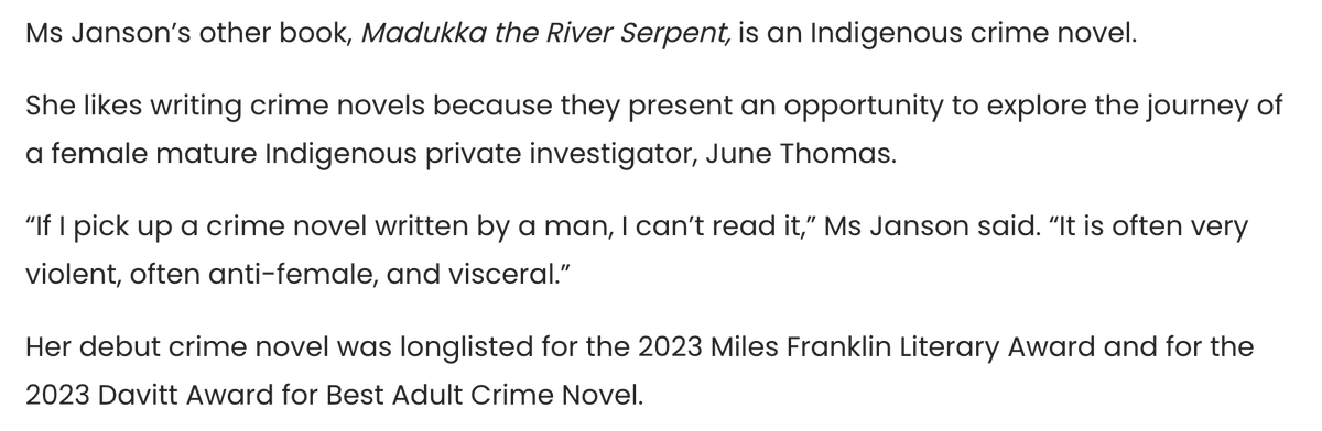 What an amazing name for a private investigator! (The author is Julie Janson.)