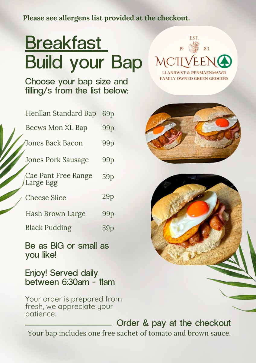 Such Eggciting news!! 
We go live tomorrow 6:30am 🥰
Local Baps <a href="/HenllanBakery/">Henllan Bakery</a> &amp; <a href="/becwsmonbakery/">Becws Mon Bakery</a> Bacon/Sausage <a href="/ALROJONES1/">JONES A’I FAB</a> fine butchers of Llanrwst, Free Range Eggs from Cae Pant Farm, Bala.
Hope we don't Hash (brown) it up on day one. Don't you hate it when posts get Cheesey 🤪
