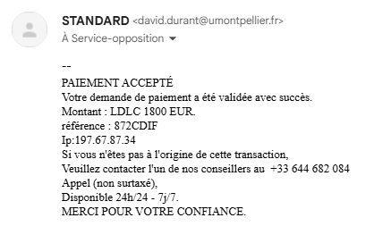 kizoti's tweet photo. 2 mails de scam venant de votre domaine en moins d'une semaine, y a pas a etre autant nul dans la gestion de ses emails, faut donner des cours de sécuriter a vos étudiants / profs @umontpellier https://t.co/c29vDVuyuI