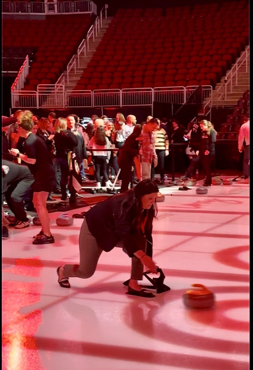PISportsEnt's tweet photo. We do it all…..even curling!  On this #curlingiscoolday we’re recognizing one of the coolest sports on ice.  We participated in the sport to help raise money for the Devils Youth Foundation #curling #slideintothefun #curlinginstyle #hittingtheice #makingapositiveimpact https://t.co/wfc8JzVSkp