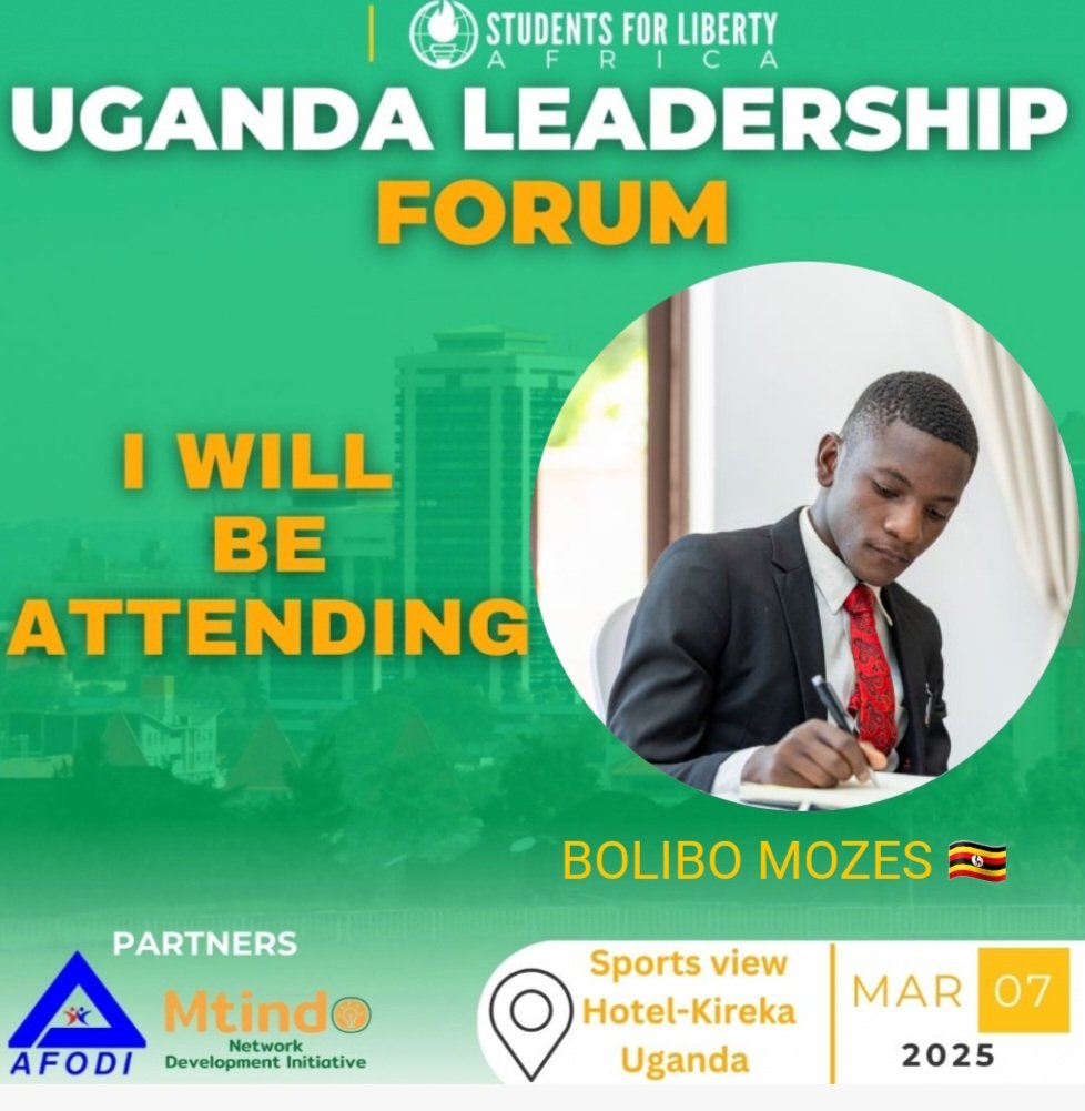 Bolibo Mozes🇺🇬 (@bolibomozes) on Twitter photo I am happy that I will be part of the Uganda Leadership Forum organised by the Students for Liberty Africa. It's happening on the 7th of March, and I am hoping to learn relearn and unlearn.
#ULF2025 #LEADERSHIP #Innovation I am happy that I will be part of the Uganda Leadership Forum organised by the Students for Liberty Africa. It's happening on the 7th of March, and I am hoping to learn relearn and unlearn.
#ULF2025 #LEADERSHIP #Innovation