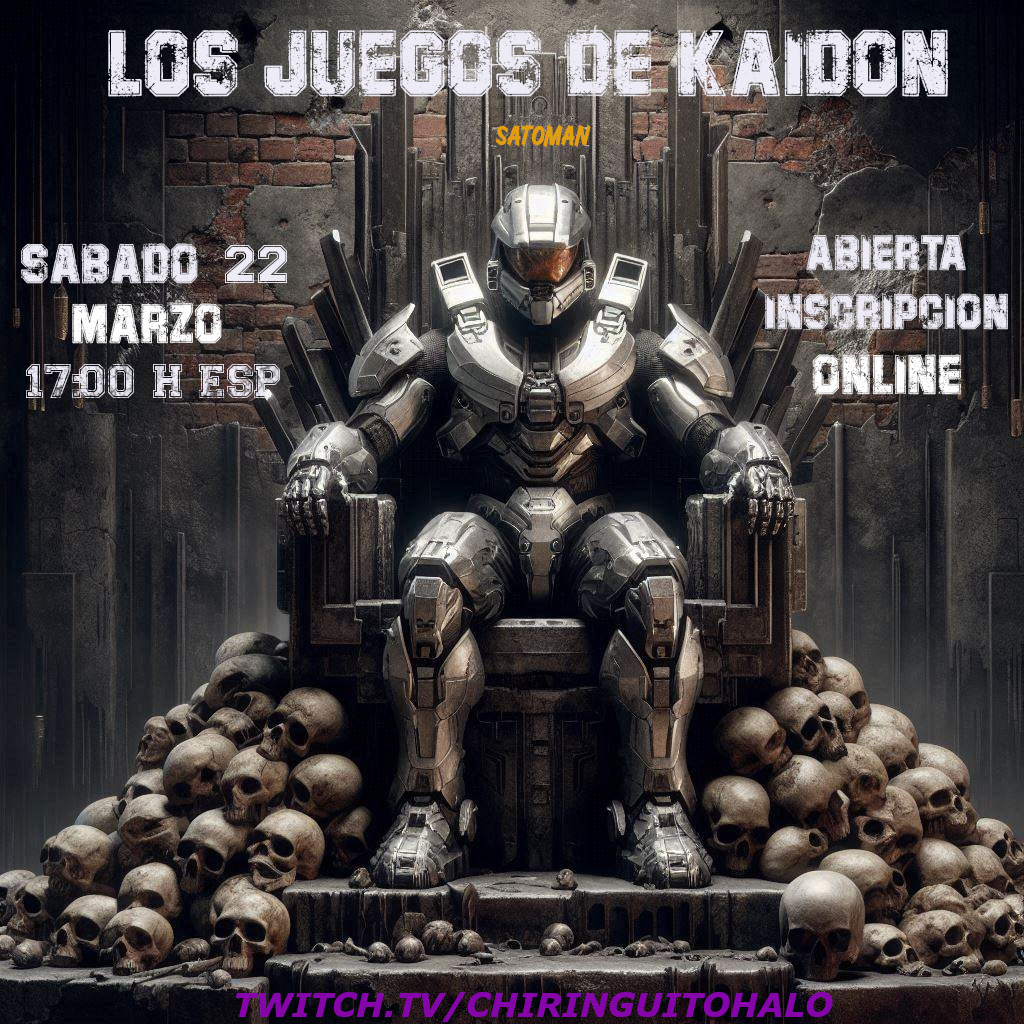 🕹️5 Mapas de forja
🏆Trofeo y premio gif card
🗺️Hispanoparlantes
🎙️Por confirmar
🗓️22 de marzo 
📒plazas limitadas por orden de inscripción
¿Quién arrebatara el trono a Satoman?
+ En comentarios inscripción y normativa 👇