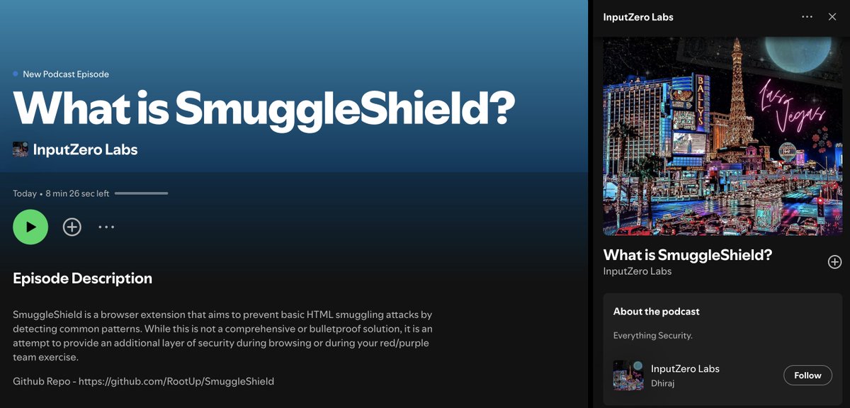 Still not sure what I have been developing so far? "SmuggleShield" is a browser extension which helps preventing HTML smuggling attacks. I created the below podcast which you can listen and understand the working flow.
open.spotify.com/episode/2c7MQV…
#infosec #redteam #blueteam