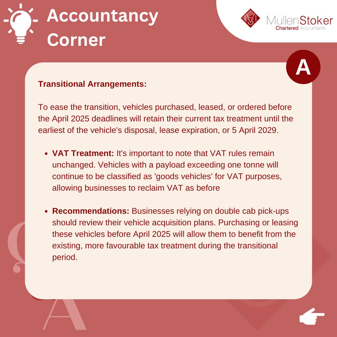 MullenStoker's tweet image. Are you ready for the upcoming tax changes for double cab pick-ups?

In our regular feature, ‘Accountancy Corner’ we’re looking at the key changes and recommendations. 👇

#TaxChanges #NorthEastAccountants