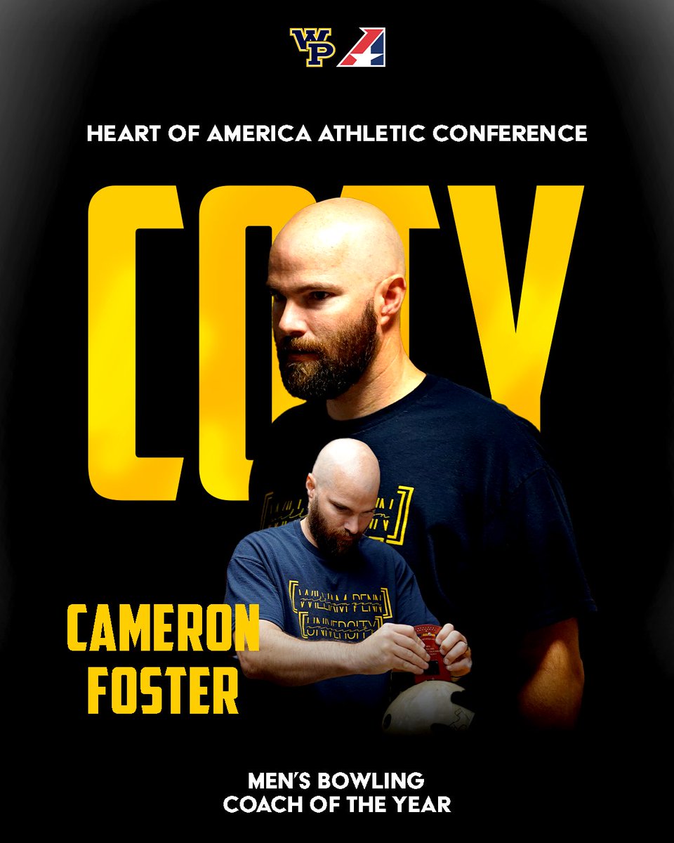 Congratulations to Cameron Foster on being named the Heart of America Athletic Conference Men’s Bowling Coach of the Year!