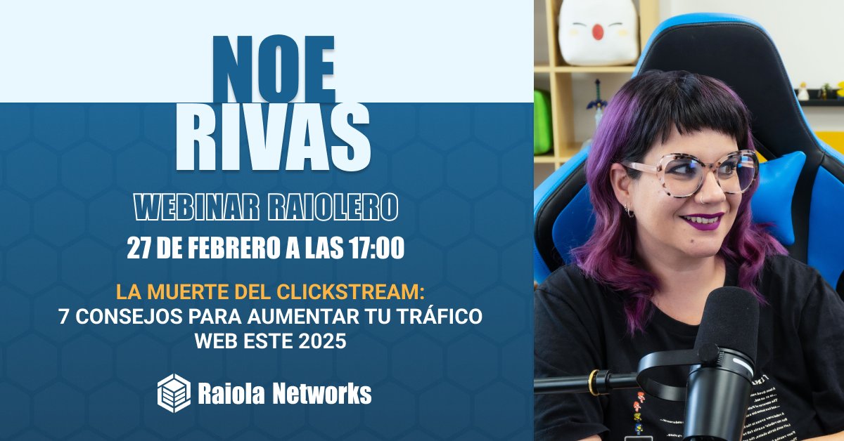 📢 ¡WEBINAR RAIOLERO GRATUITO!

Noe Rivas: "La muerte del clickstream: 7 consejos para aumentar tu tráfico web este 2025" 
📆 Jueves, 27 de febrero
🕔 17:00h 

¿Te vienes? 👉🏼 s.mtrbio.com/otlpxugzqn