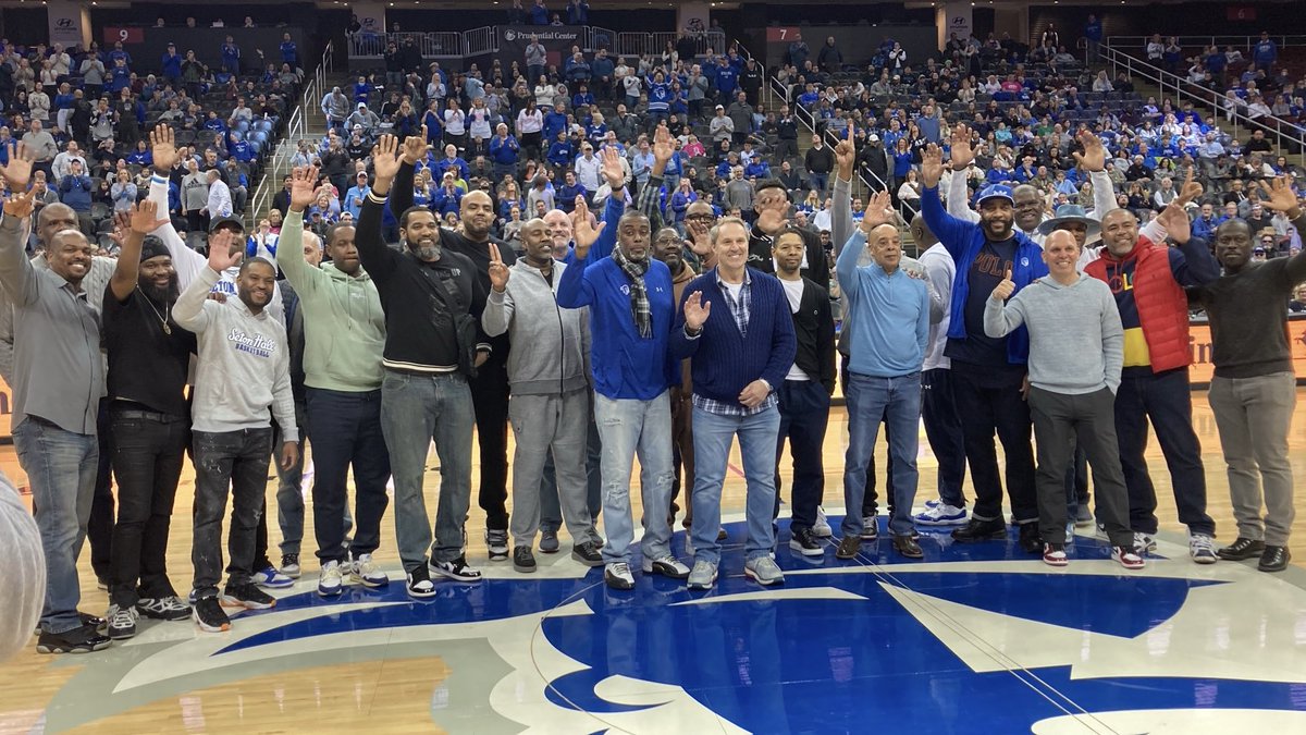 Great moment as 30-plus former Hall players took the court to a standing ovation as Alphaville’s “Forever Young” aired over the PA. Tremendous job by John Yablonski organizing this.