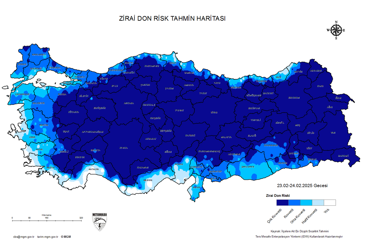 HavaForum's tweet photo. Bu gece ve haftanın ilk sabahı için Meteoroloji Genel Müdürlüğü zirai don haritasına bakın... Neredeyse yurdumuzun tamamı mavi, yani buzlanma/don bekleniyor.

- Yürürken dikkatli olmalıyız.
- Araç kullanırken kaygan zemine karşı çok dikkatli olmalıyız.
- Kalın giyinmeliyiz. https://t.co/l3dZlEKBfo
