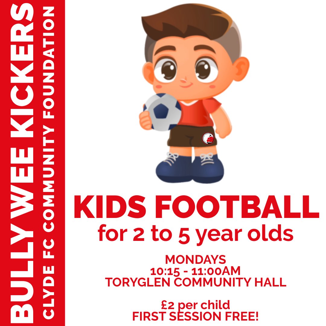 Our 'Bully Wee Kickers' sessions continue at the <a href="/ToryglenComHall/">Toryglen Community Hall</a> tomorrow - first session free and only £2 per session after that!