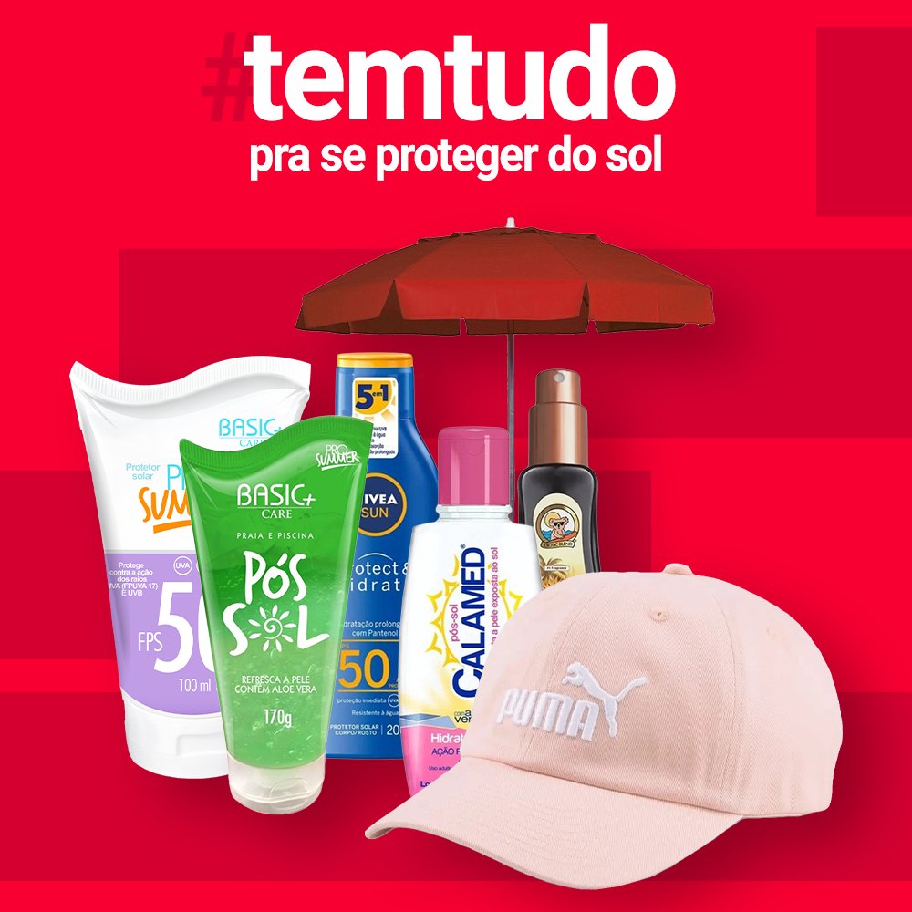 americanas's tweet photo. nesse verão, precisamos seeempre cuidar da nossa pele, vem que #TemTudo pra se proteger do sol ☀️https://t.co/0tlCstX303 https://t.co/BBJOzRcICi
