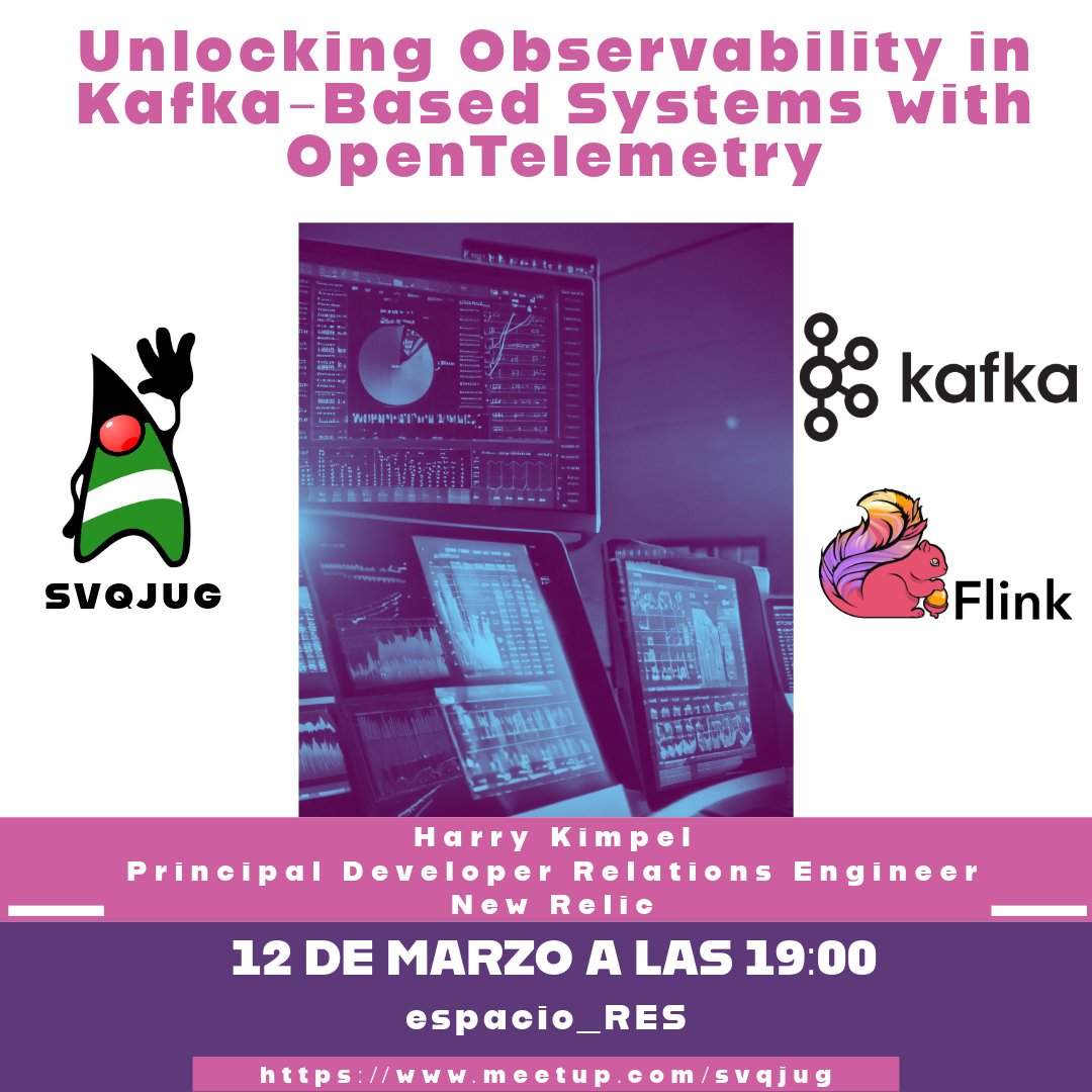 Este mes de Marzo tenemos E-VEN-TA-ZO!!! Vente a descubrir la observabilidad con OpenTelemetry en sistemas con Spring Boot y Kafka de la mano de <a href="/harrykimpel/">Harry Kimpel ☁ (@harrykimpel@hachyderm.io)</a>.
Apúntate aquí: meetup.com/svqjug/events/…