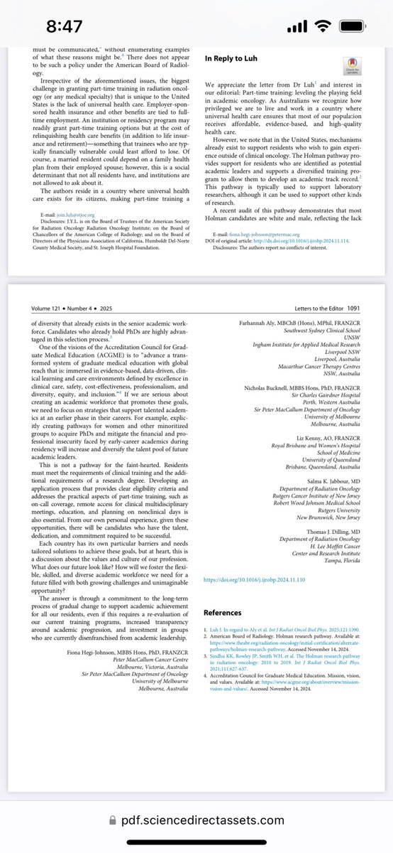 Salma Jabbour (@salmajabbour1) on Twitter photo What can the future look like for training programs that can attract talented students? Can we rethink part time training? There are ways forward! Proud of this <a href="/IJROBP/">IJROBP - The Red Journal</a> editorial with my awesome colleagues <a href="/HegiFiona/">RadOncResearch</a> <a href="/AlyFarhannah/">Farhannah Aly</a> @NickWBucknel and Thomas Dilling and Liz Kenny What can the future look like for training programs that can attract talented students? Can we rethink part time training? There are ways forward! Proud of this <a href="/IJROBP/">IJROBP - The Red Journal</a> editorial with my awesome colleagues <a href="/HegiFiona/">RadOncResearch</a> <a href="/AlyFarhannah/">Farhannah Aly</a> @NickWBucknel and Thomas Dilling and Liz Kenny