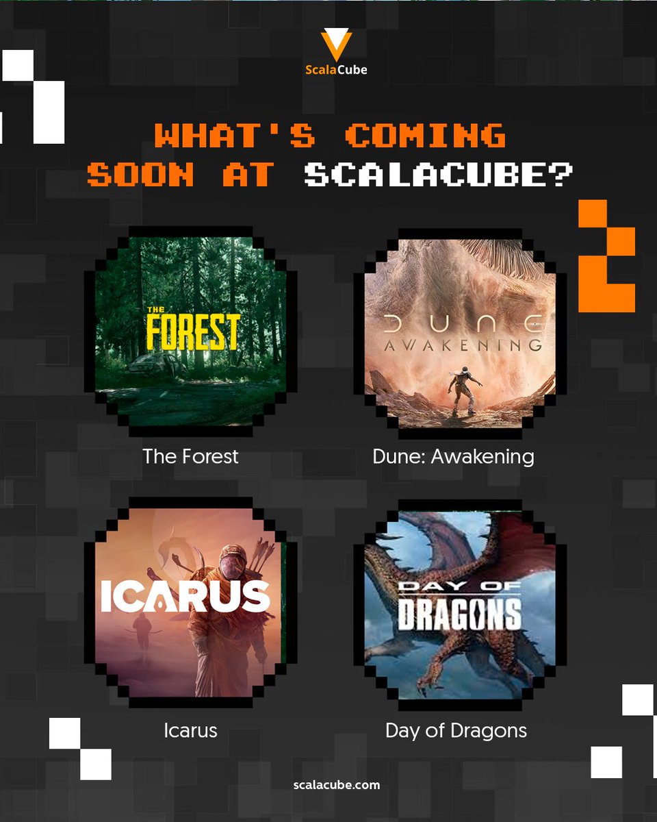 ScalaCube's tweet image. Buckle up because this year, we&apos;re going all in!

Just take a look at the upcoming games that will be part of our platform. We&apos;re bringing you more because you deserve nothing less.

Stay tuned so you don&apos;t miss a single detail!

#scalacube #gamerlifestyle #hostingservice