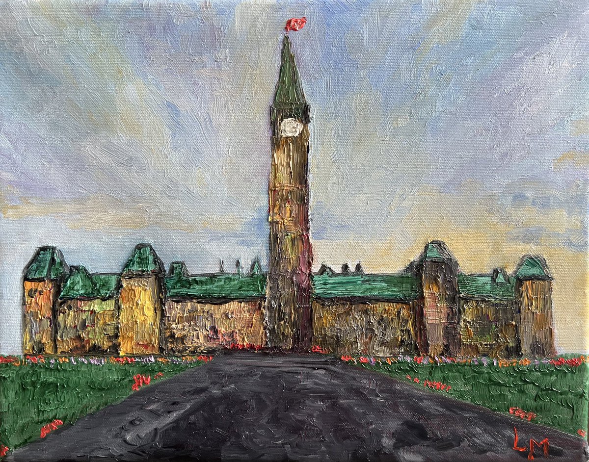 O Canada

This oil painting depicts Canada’s Parliament Hill, featuring the iconic Peace Tower standing tall against a softly blended sky of blues, grays, and hints of golden hues.
#Canada #CanadaStrong #oilpainting #art #Ottawa #parliamenthill #canadianart #canadianartdaily