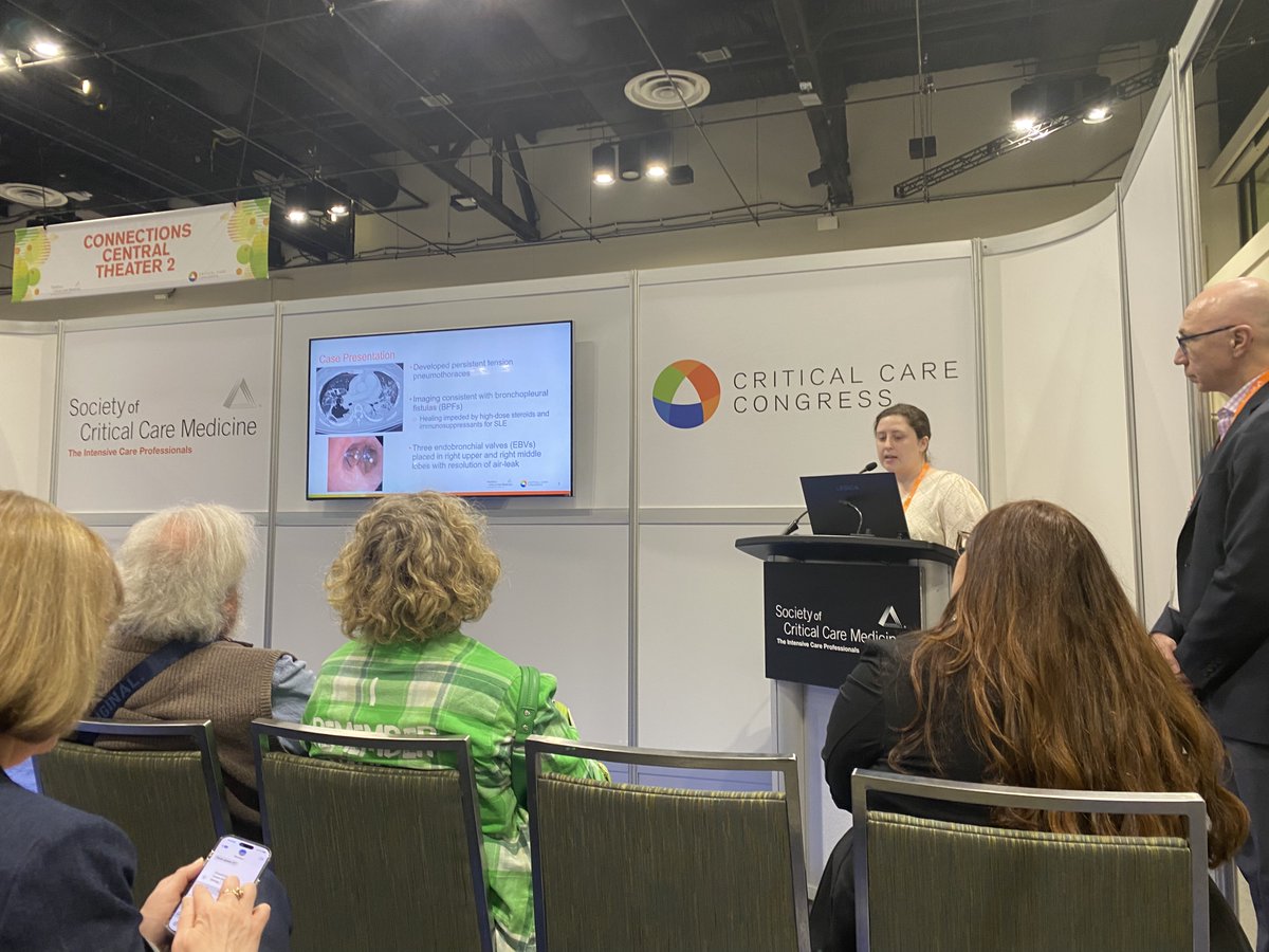 Great presentation by #UVAChildrens #PedsICU Fellow, Charné Delport, on the use of endobronchial valves in the setting of persistent bronchopleural fistula in children. #SCCM2025