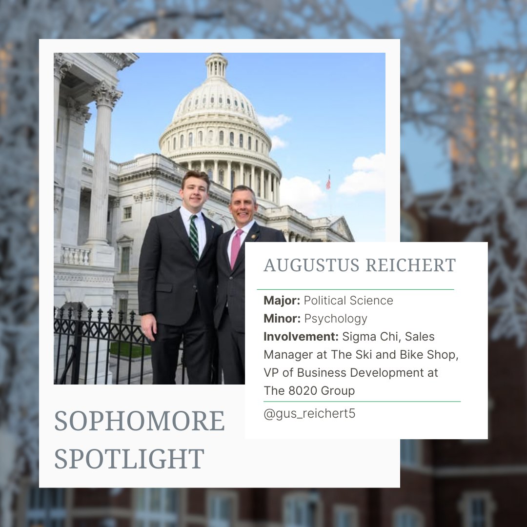 ✨ Sunday Sophomore Spotlight: Augustus Reichert✨

"My favorite part of the UND community is the sense of unity and support. It’s a place where people genuinely care about each other’s success, both academically and personally." 

#UNDbiz #UNDproud #sophomorespotlight