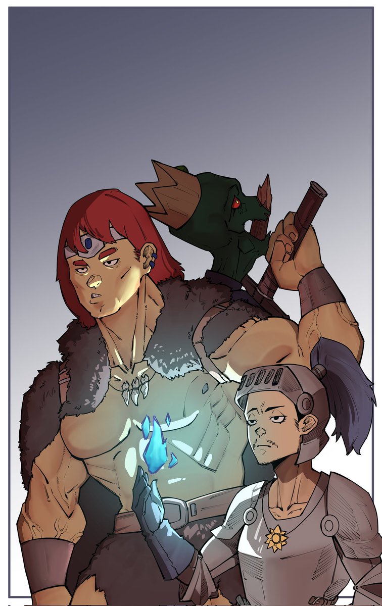 deadfish920's tweet photo. Fan art I made of the chaotic good barbarian and his new paladin. #fanart https://t.co/lbVNSPnPT1