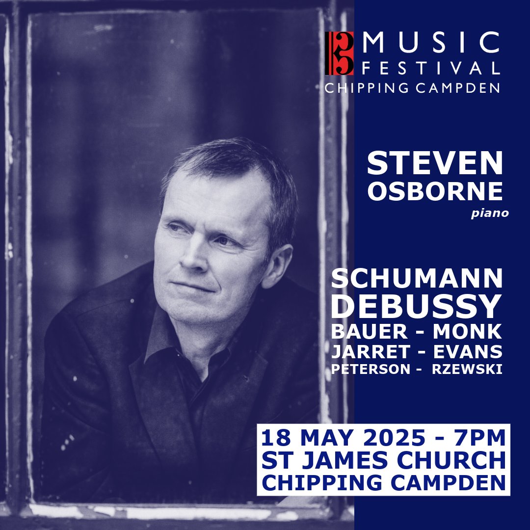 BOX OFFICE OPEN!  Festival regular Steven Osborne has beguiled us with jazz encores over the years &amp; returns 18th May 7pm to perform classics by #Schumann &amp; #Debussy &amp; a whole half of jazz transcriptions improvisations &amp; jazz inspired works.  Book here: tinyurl.com/2zf9zevs